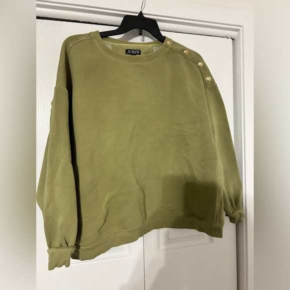 J. Crew Tops - J crew green shoulder embellishment sweatshirt